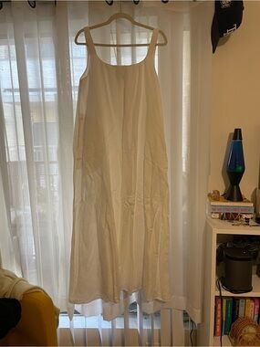 Women's White Maxi Slip Dress - Sleeveless Elegant Silhouette